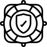 A black and white icon of a shield vector