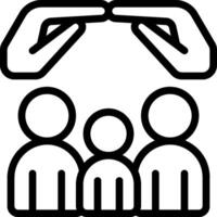 A black and white icon of a family with hands vector