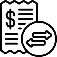 A black and white icon of a receipt and a dollar sign vector