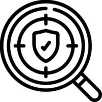 Magnifying glass icon with a shield and check mark vector