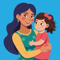 Heartwarming Mother and Child Hugging Illustration vector