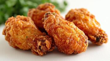 A white plate with fried chicken photo