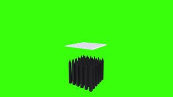 3D rendering of a black crayon box on a vibrant green backdrop video