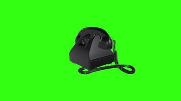 3D rendering of a vintage rotary phone on a bright green background video
