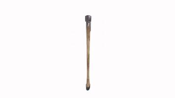 Detailed 3D rendering of a traditional wooden axe in a studio setting video