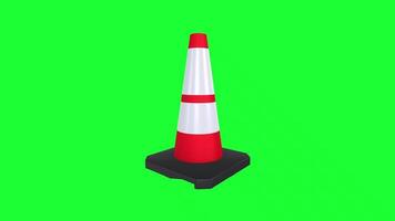 3D rendering of a traffic cone on a bright green background video