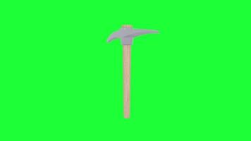 3D rendering of a simple pickaxe on a bright green background video