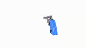 3D rendering of a realistic revolver with a striking blue grip video