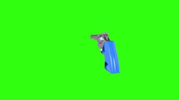 3D rendering of a blue handled revolver against a green background video