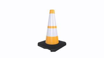 3D rendering of a traffic cone on a black base in a studio setting video