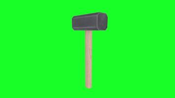 3D rendering of a rubber mallet on a bright green background video