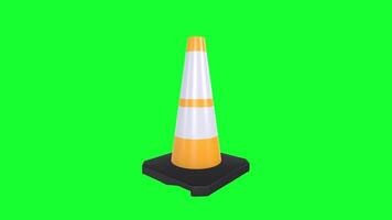 3D rendering of a traffic cone on a green background video
