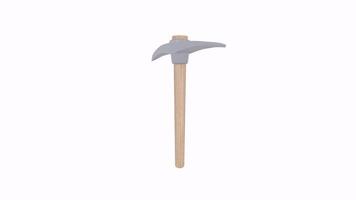 3D rendering of a mining pickaxe on a wooden background video
