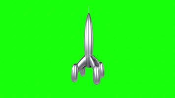 3D rendering of a sleek rocket design on a green background video