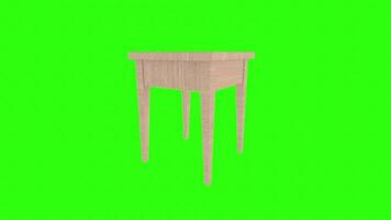 3D rendering of a wooden table on a green background in a simple style video