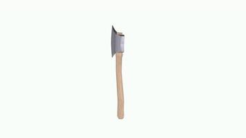Detailed 3D rendering of an axe with a wooden handle and sharp blade video