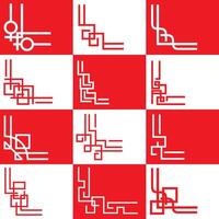 Set of Chinese corner frame vector