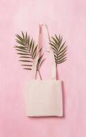 Chic Minimalist Tote. Mockup of an Eco-Conscious Bag Against a Nature-Inspired Background photo