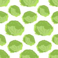Seamless Green Cabbage Pattern on White Background - Fresh and Healthy Vegetables Design vector