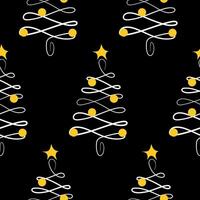 Minimalistic Christmas Tree and Star Pattern on Black Background vector