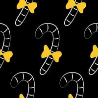 WMinimalist Christmas Patterns with candy cane in Black and Gold. Background vector