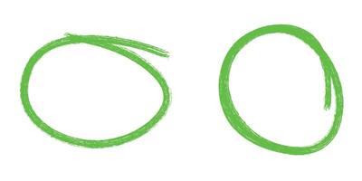 Two hand drawn green grunge circle highlighter, design element round shape vector