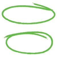 Two hand drawn green circle highlighter vector
