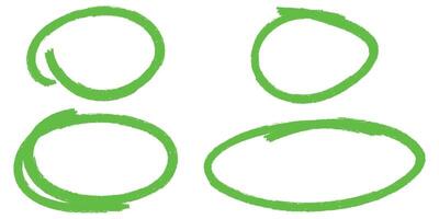 Four hand drawn green circle highlighter, design element round shape vector