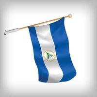 Realistic illustration of Nicaragua flags waving on the wall. The set is in the flag collection vector