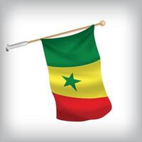 Realistic illustration of Senegal flags waving on the wall. The set is in the flag collection vector