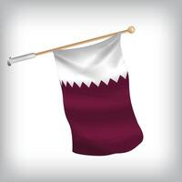 Realistic illustration of Qatar flags waving on the wall. The set is in the flag collection vector
