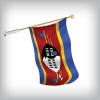 Realistic illustration of Eswatini flags waving on the wall. The set is in the flag collection vector
