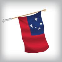 Realistic illustration of Samoa flags waving on the wall. The set is in the flag collection vector