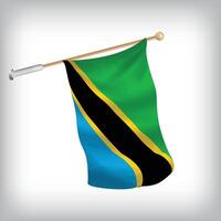 Realistic illustration of Tanzania flags waving on the wall. The set is in the flag collection vector