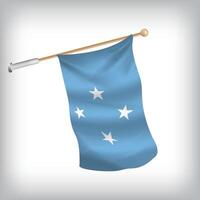 Realistic illustration of Micronesia flags waving on the wall. The set is in the flag collection vector