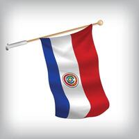 Realistic illustration of Paraguay flags waving on the wall. The set is in the flag collection vector