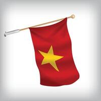 Realistic illustration of Vietnam flags waving on the wall. The set is in the flag collection vector