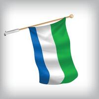 Realistic illustration of Sierra Leone flags waving on the wall. The set is in the flag collection vector