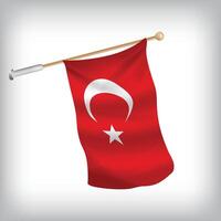 Realistic illustration of Turkey flags waving on the wall. The set is in the flag collection vector