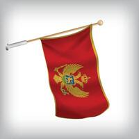 Realistic illustration of Montenegro flags waving on the wall. The set is in the flag collection vector
