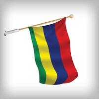 Realistic illustration of Mauritius flags waving on the wall. The set is in the flag collection vector