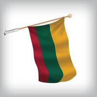 Realistic illustration of Lithuania flags waving on the wall. The set is in the flag collection vector
