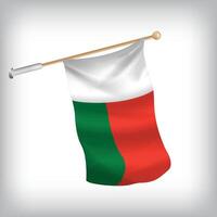 Realistic illustration of Madagascar flags waving on the wall. The set is in the flag collection vector