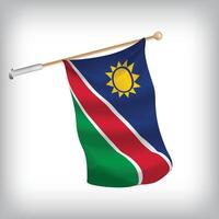 Realistic illustration of Namibia flags waving on the wall. The set is in the flag collection vector