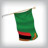 Realistic illustration of Zambia flags waving on the wall. The set is in the flag collection vector