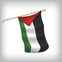 Realistic illustration of Palestine flags waving on the wall. The set is in the flag collection vector