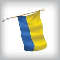 Realistic illustration of Ukraine flags waving on the wall. The set is in the flag collection vector