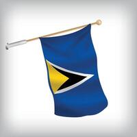 Realistic illustration of St Lucia flags waving on the wall. The set is in the flag collection vector