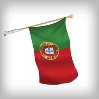 Realistic illustration of Portugal flags waving on the wall. The set is in the flag collection vector