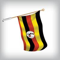 Realistic illustration of Uganda flags waving on the wall. The set is in the flag collection vector